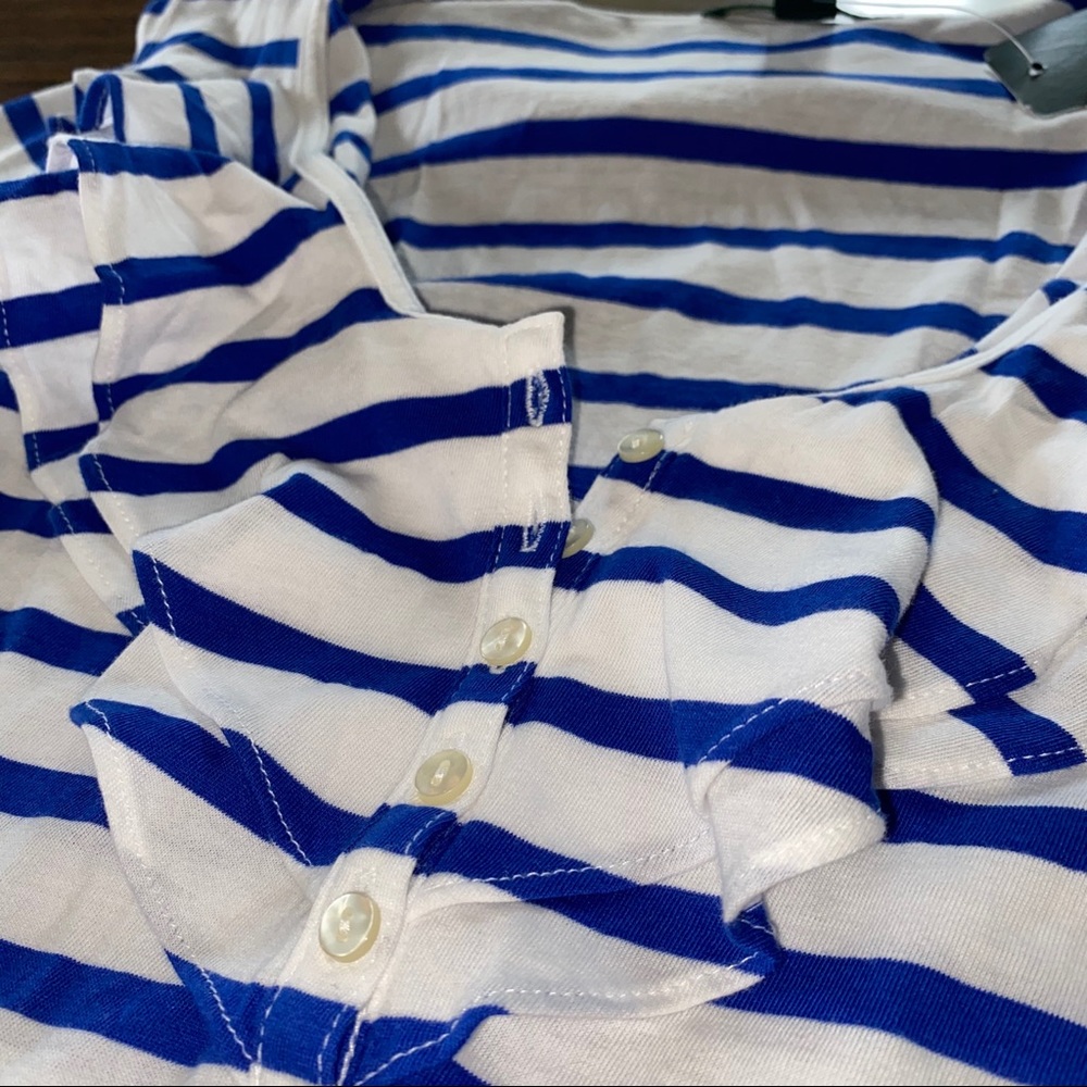 041. NWT Ralph Lauren Stripe Ruffle Button Top - Picture 8 of 10